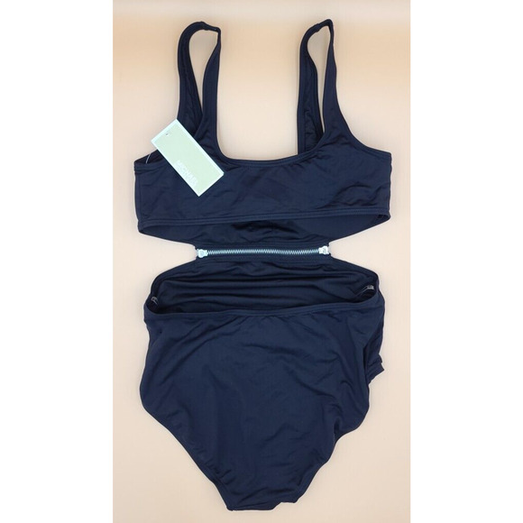 MICHAEL MICHAEL KORS CUT OUT ONE PIECE SWIMSUIT Zipper Front Black Size 8 NWT - Picture 5 of 5
